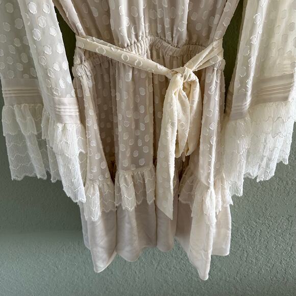 Alexis Katerina Ruffle Long-Sleeve Polka Dot Mini Dress Cream Size M $594 - Picture 5 of 10